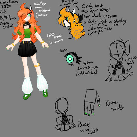 The human sona, Cindy/Cinnie, was drawn by Etern She is a character in Etern's own world/universe. If you draw Cindy, please credit Etern as well.